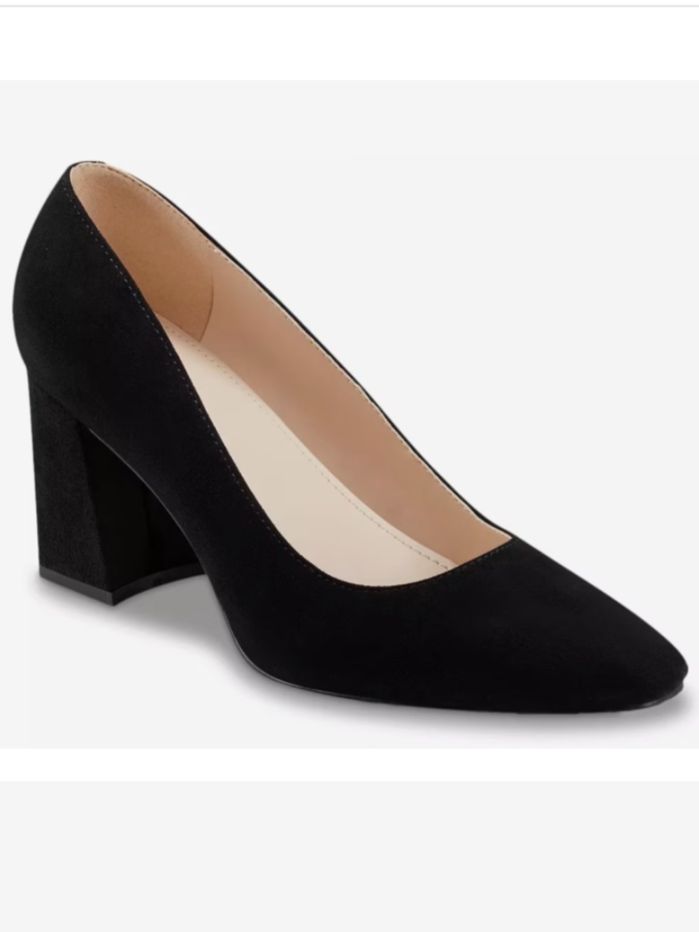 Marc Fisher Keri Women Pump Black Suede Block Heel Pointed Toe Size 7.5